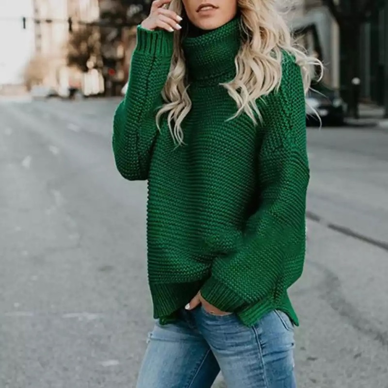 Dark Green Turtleneck Sweater - The Collab Store